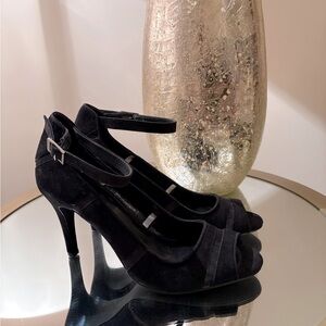 Calvin Klein Suede Peep Toe Heels w/Ankle strap.
